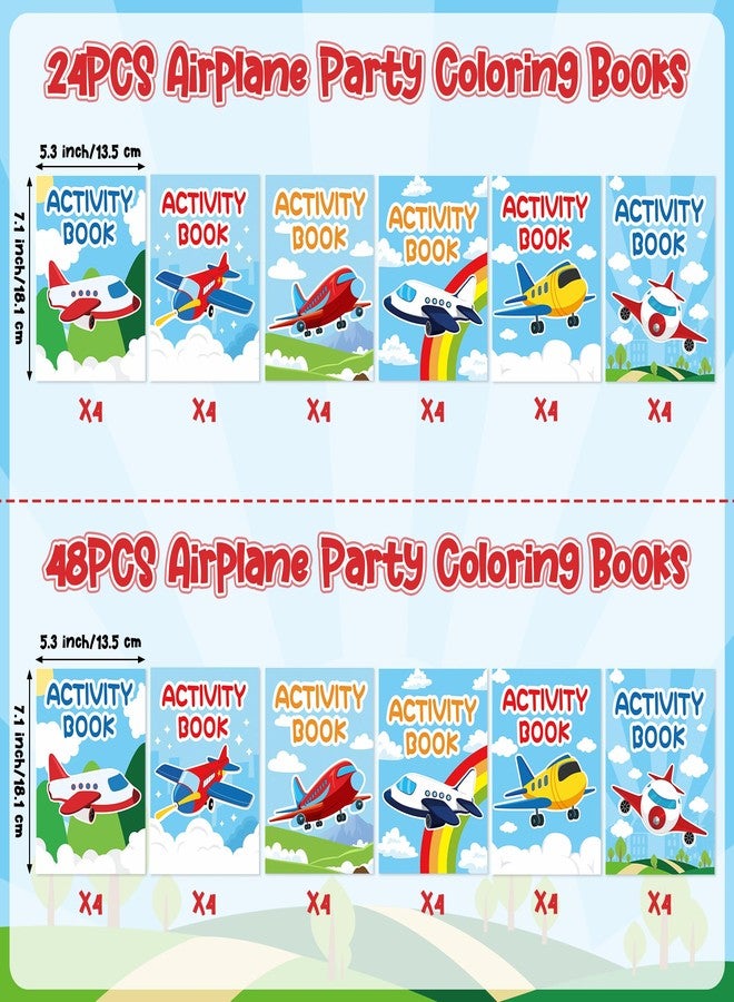 JAPBOR Airplane Party Coloring Books - 24PCS Mini Airplanes Theme Activity Color Book Bulk for Kid Party Favors, Cartoon Plane Small Colouring Pages for Birthday Gifts Class Drawing Painting Game - Image 2